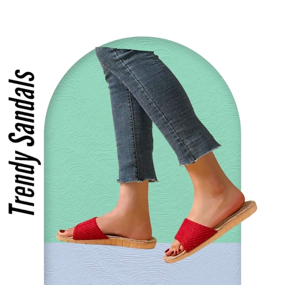 NEW!! Women's Trendy Red Pair of Beach Sandal Slides!! Always Open to Offers !! - Picture 3 of 12